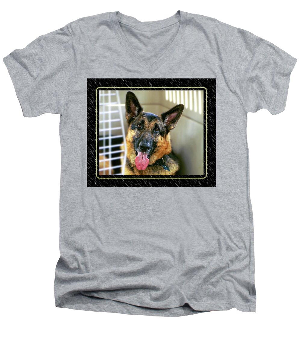 German Shepherd Men's V-Neck T-Shirt featuring the photograph Are We There Yet by Carolyn Marshall