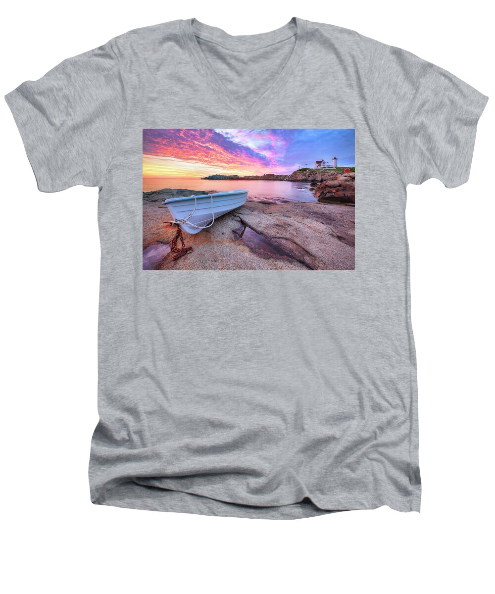 Atlantic Dawn Men's V-Neck T-Shirt featuring the photograph Atlantic Dawn by Eric Gendron