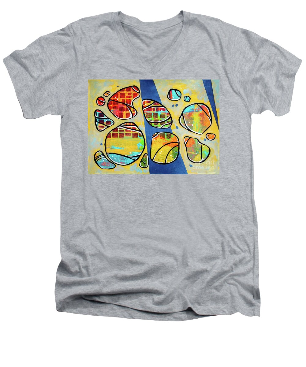 Nature Men's V-Neck T-Shirt featuring the painting Balance2 by Ariadna De Raadt