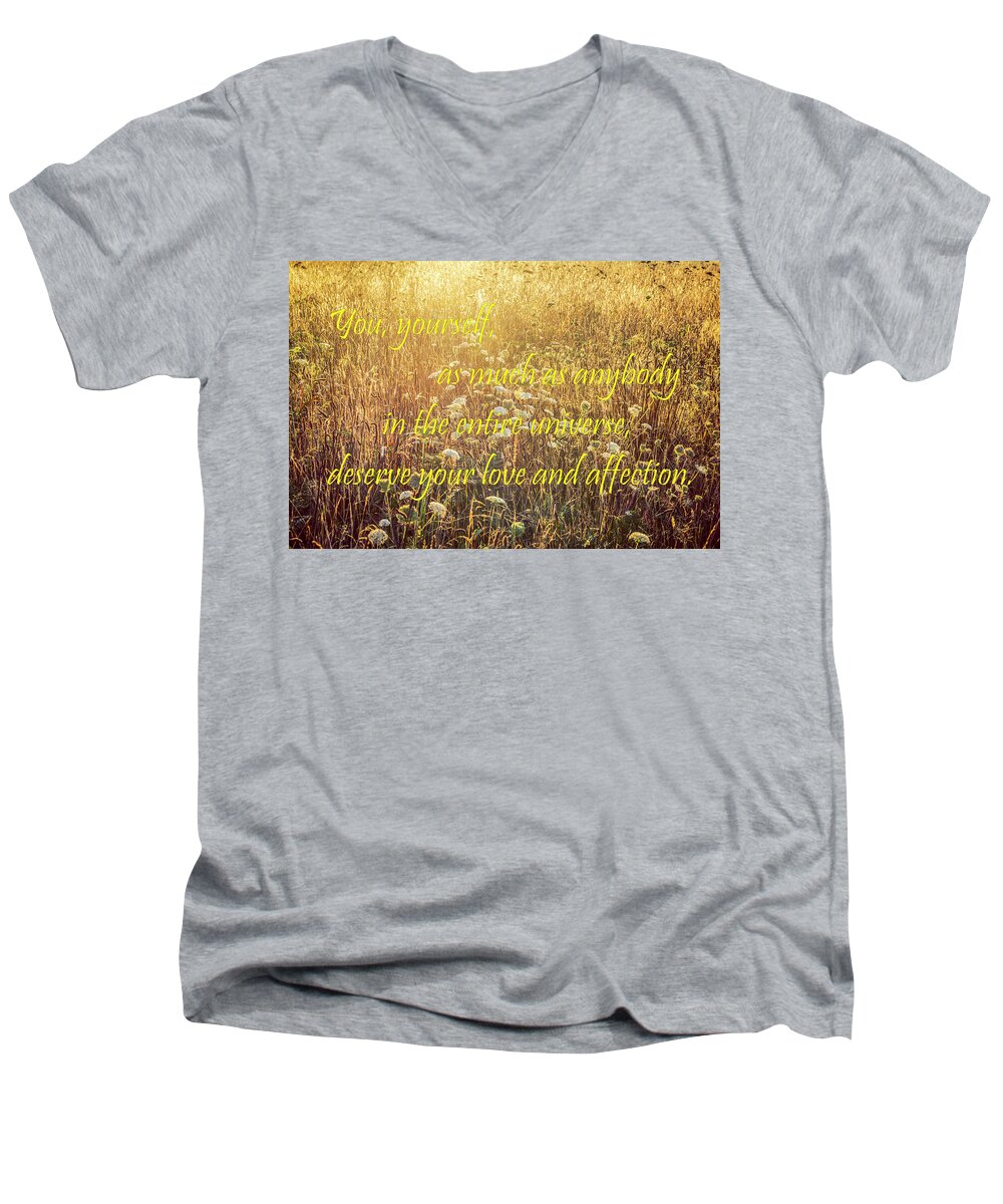 Buddha Men's V-Neck T-Shirt featuring the photograph Be Kind To Yourself by Joseph S Giacalone
