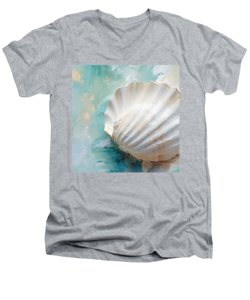 Seashell Men's V-Neck T-Shirt featuring the painting Beach Memories Art - Coastline Artwork by Lourry Legarde