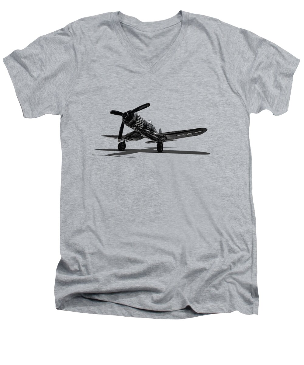 F4u Corsair Men's V-Neck T-Shirt featuring the digital art Black Sheep by Douglas Pittman