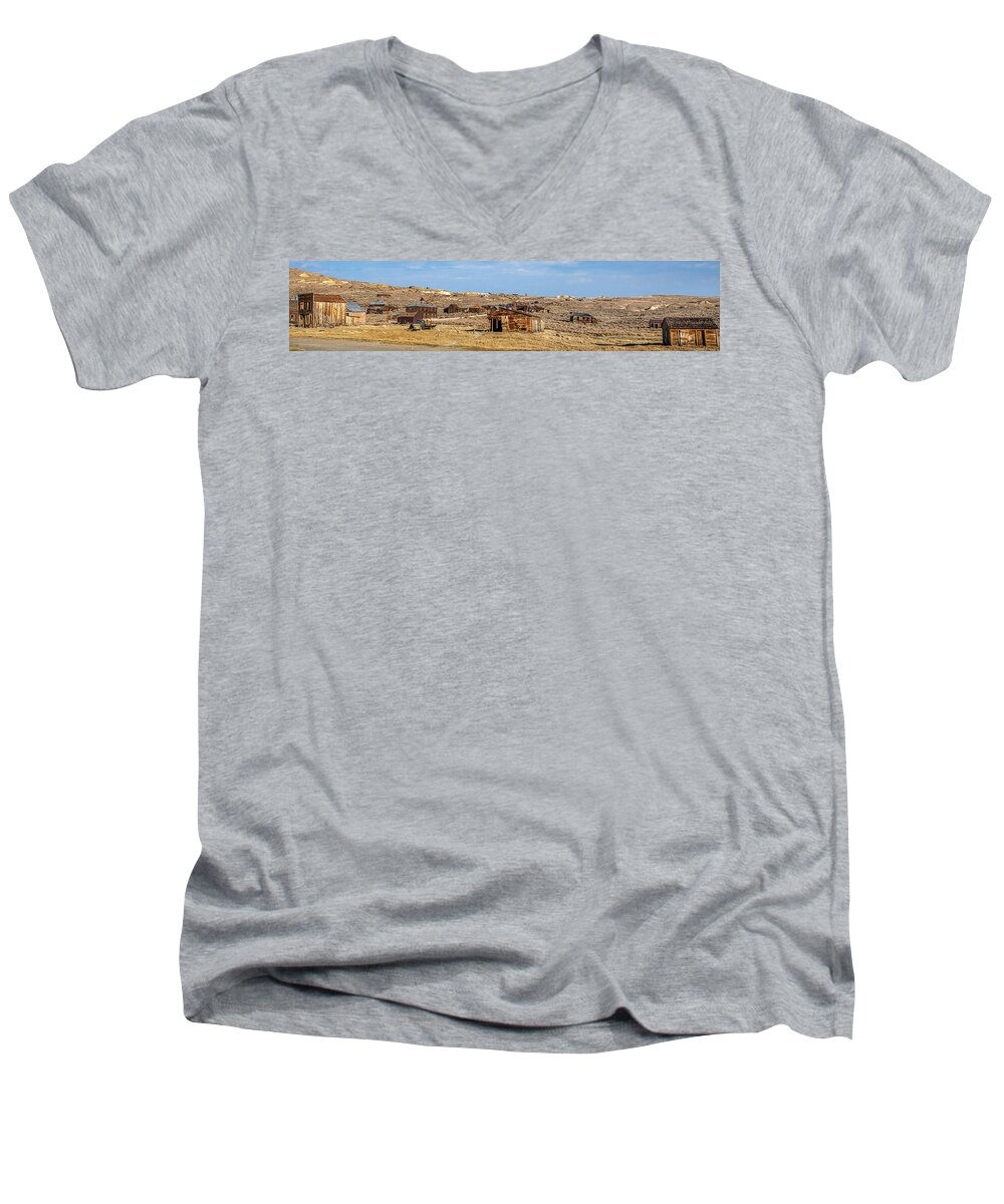Bodie State Historic Park Men's V-Neck T-Shirt featuring the photograph Bodie State Historic Park - Ghost Town by Gene Parks