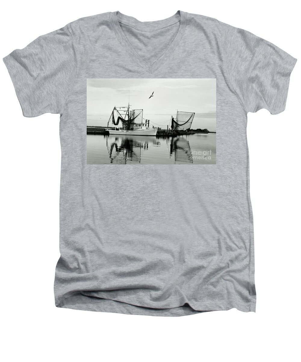 Shrimp Boat Men's V-Neck T-Shirt featuring the photograph Bon Temps by Scott Pellegrin