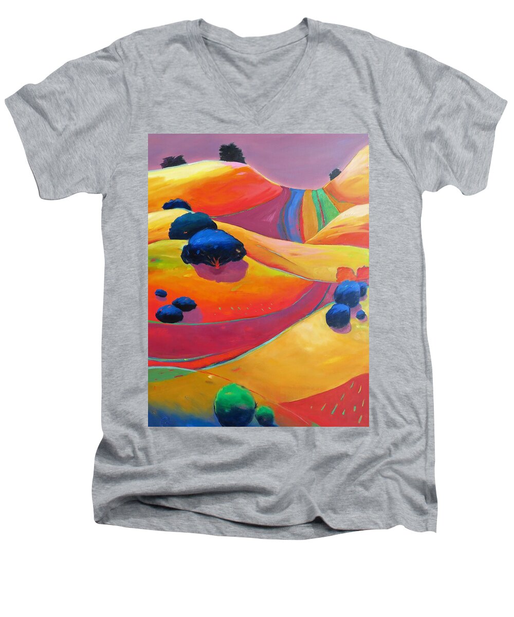 Vivid Colors Men's V-Neck T-Shirt featuring the painting Brightness by Gary Coleman