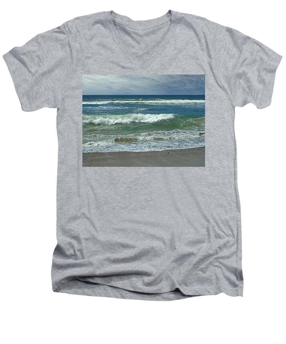 Sea Men's V-Neck T-Shirt featuring the photograph Colors of the Sea by Lynda Lehmann