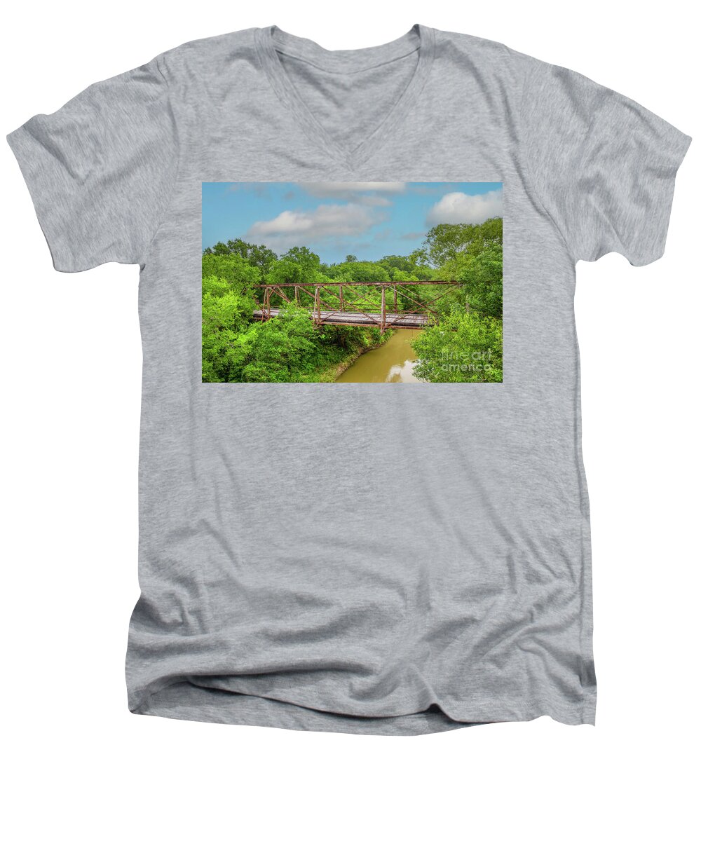Texas Men's V-Neck T-Shirt featuring the photograph Crossing the Nueces River by Lynn Sprowl