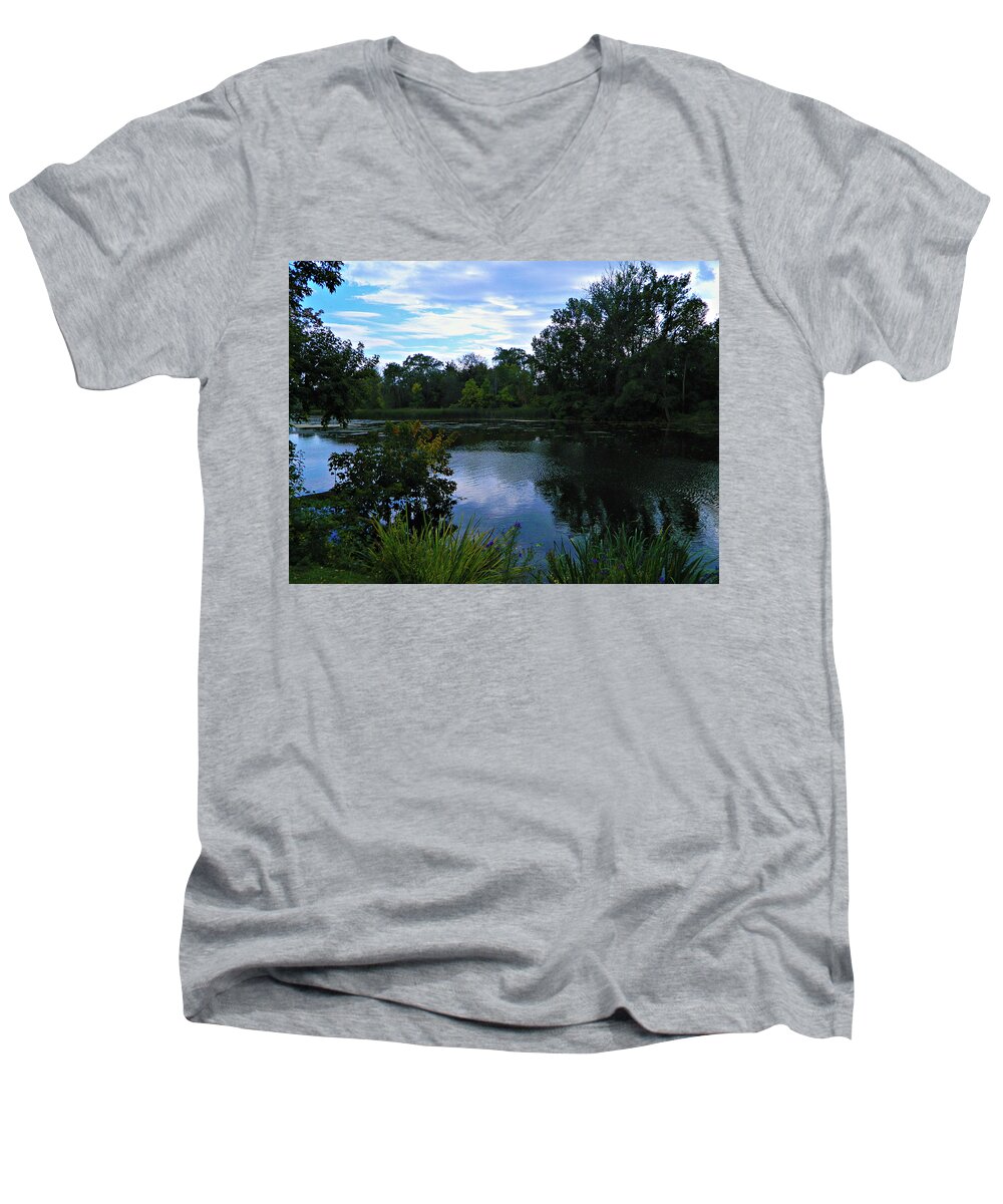 Date Night Spot Men's V-Neck T-Shirt featuring the photograph Date Night Spot by Cyryn Fyrcyd