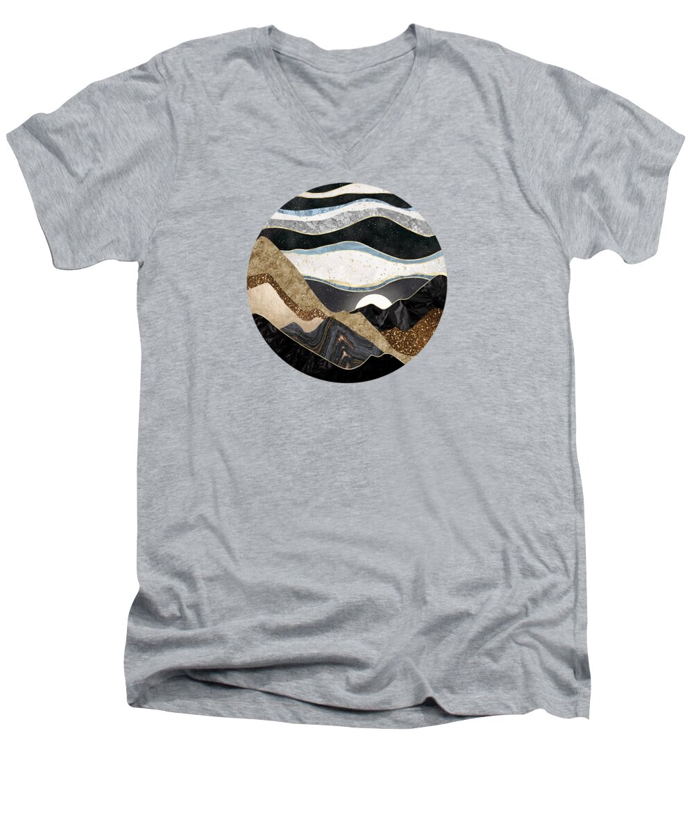 Desert Men's V-Neck T-Shirt featuring the digital art Desert Glow by Spacefrog Designs