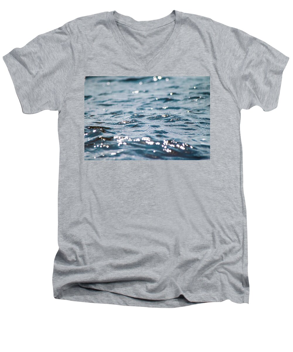 Ocean Men's V-Neck T-Shirt featuring the photograph Diamonds on the Ocean by Mary Ann Artz