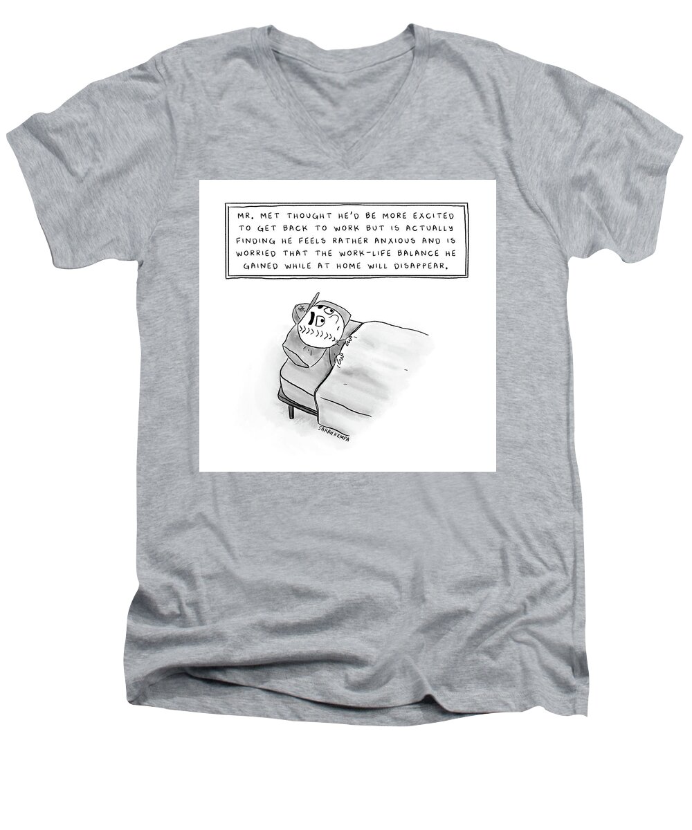 Captionless Men's V-Neck T-Shirt featuring the drawing Disappearing Work Life Balance by Sarah Kempa