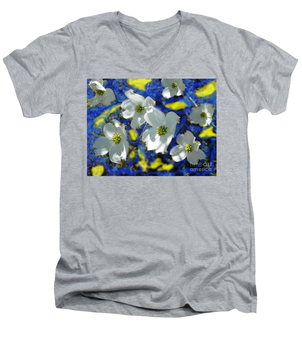  Men's V-Neck T-Shirt featuring the photograph Dogwood Light and Shadows by Shirley Moravec