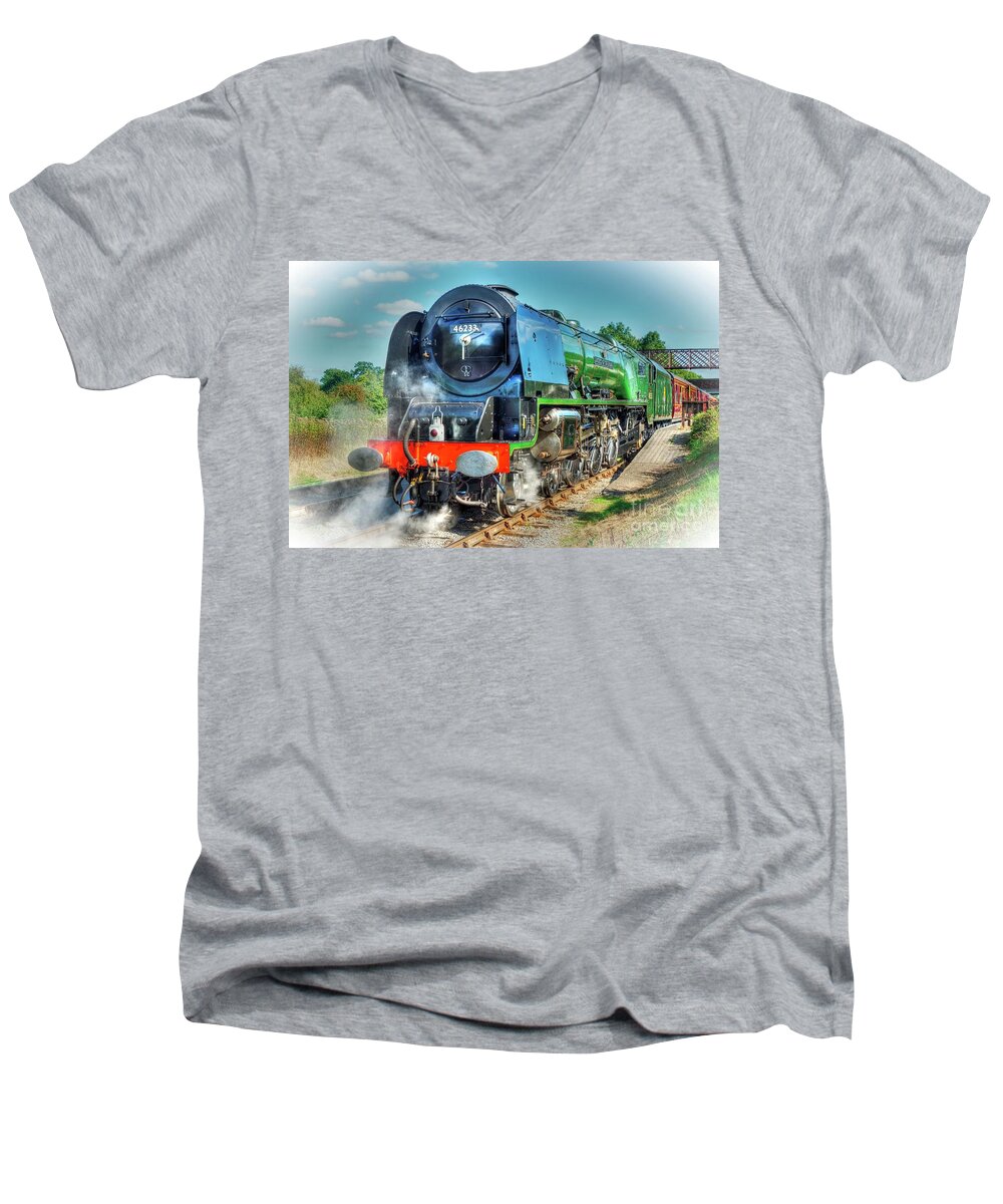 Steam Men's V-Neck T-Shirt featuring the photograph Duchess at Butterley Station by David Birchall