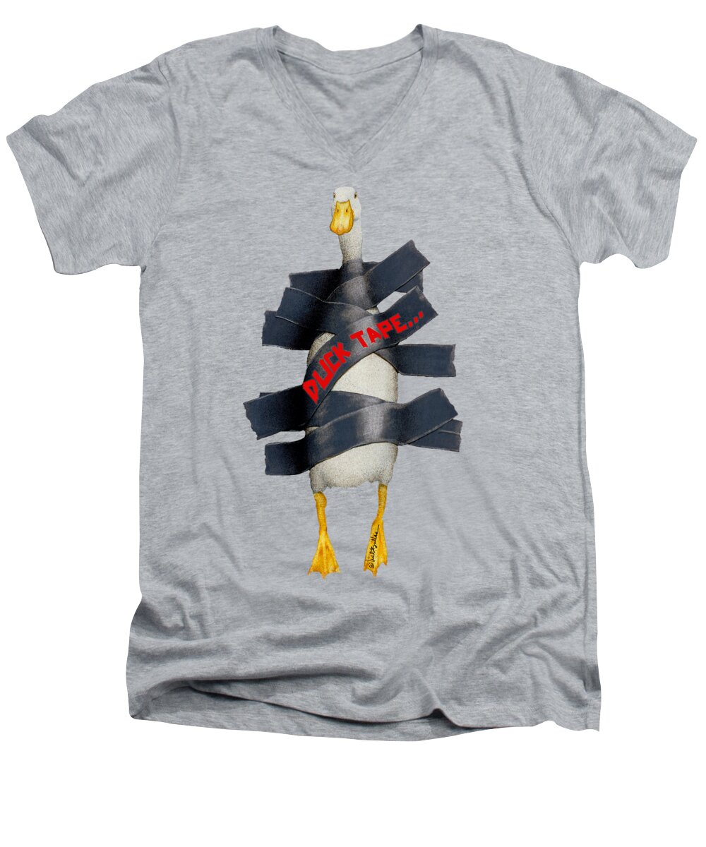 Will Bullas Men's V-Neck T-Shirt featuring the painting Duck Tape by Will Bullas