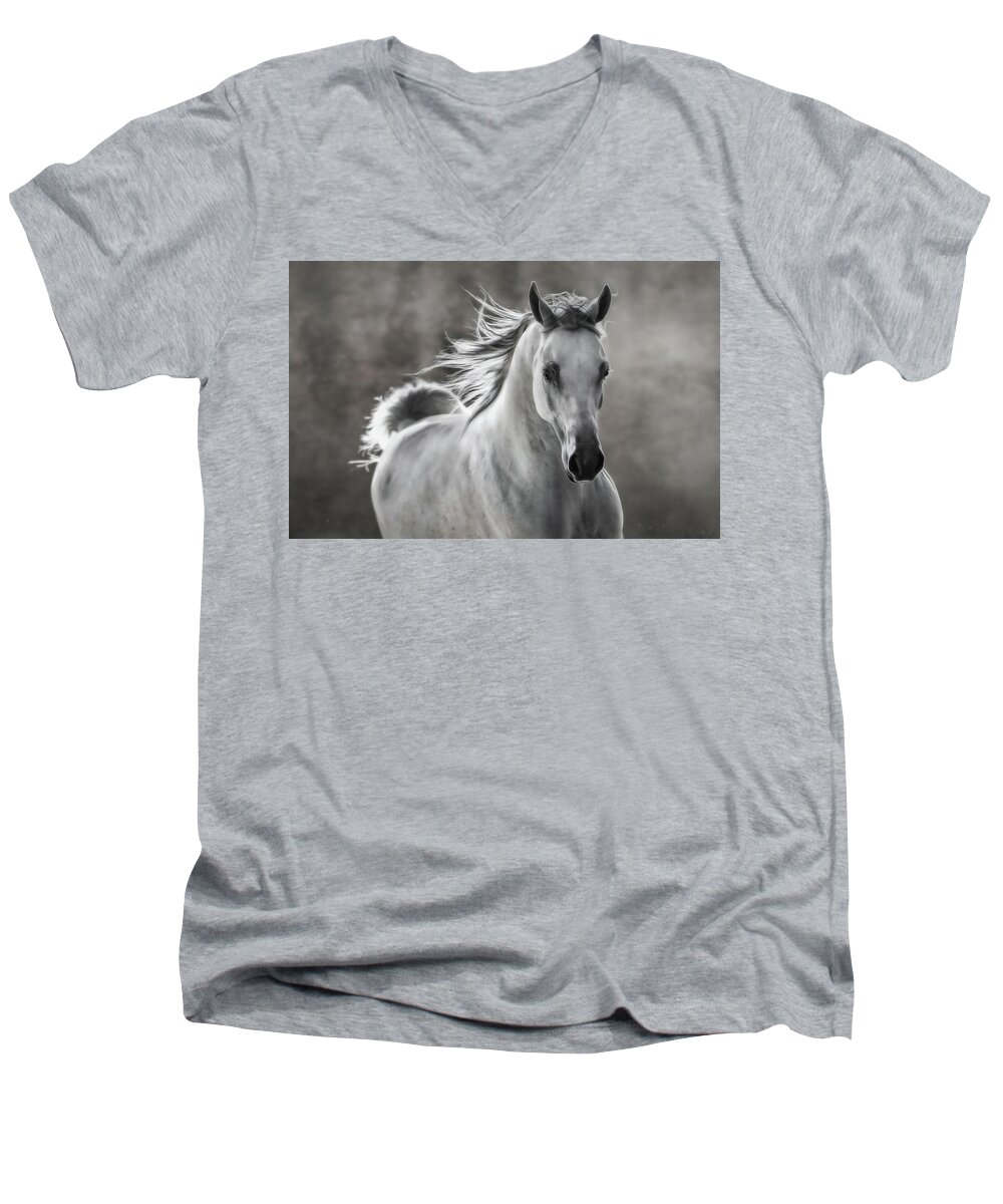 Equestrian Men's V-Neck T-Shirt featuring the photograph Equestrian Grace And Beauty by Athena Mckinzie
