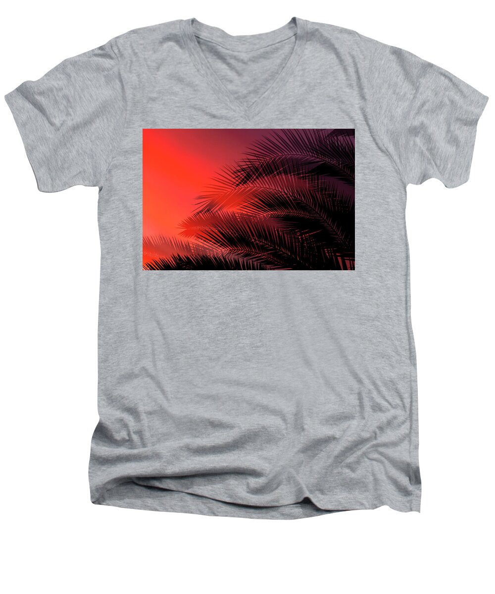 Sunset Men's V-Neck T-Shirt featuring the photograph Expressions of Sunset by Sue Cullumber