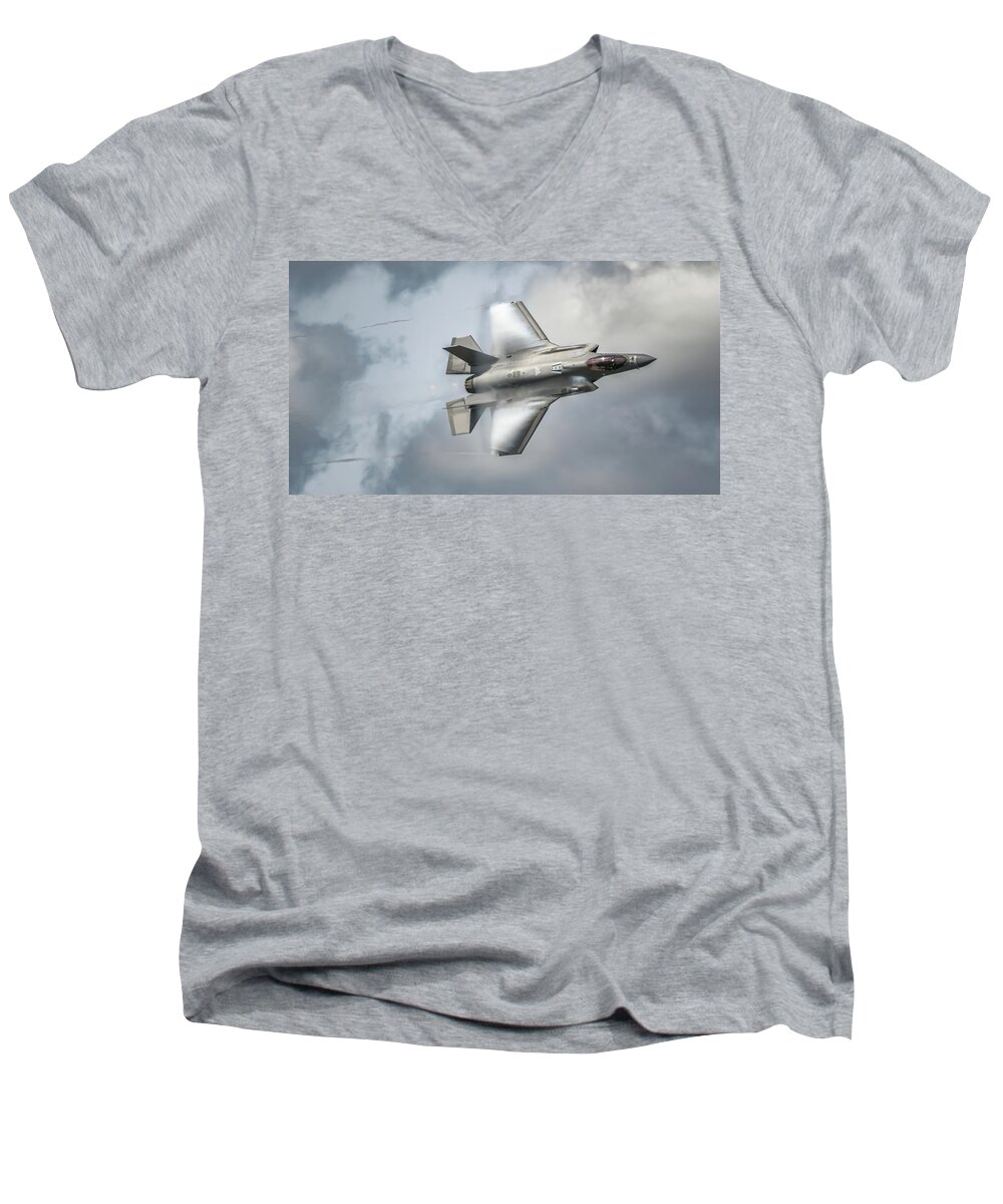 F-35 Men's V-Neck T-Shirt featuring the photograph F-35 by David Hart