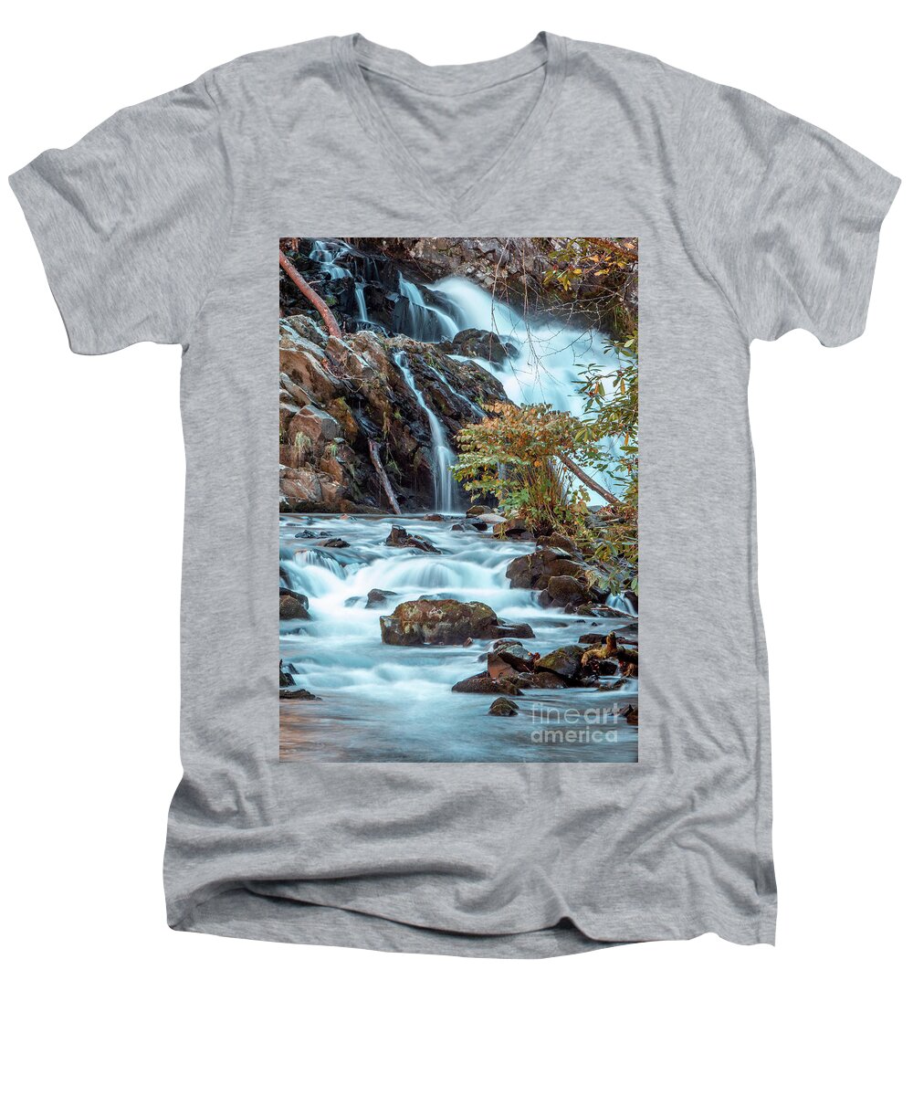 Water Men's V-Neck T-Shirt featuring the photograph Fantasy Falls by Tom Claud