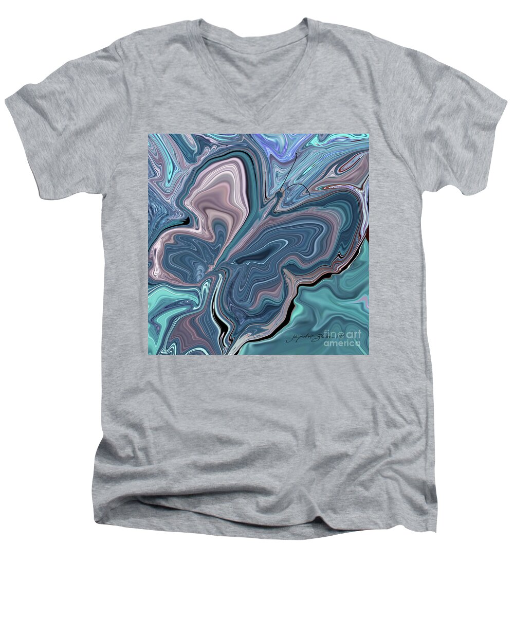 Butterfly Men's V-Neck T-Shirt featuring the digital art Floating Butterfly by Jacqueline Shuler