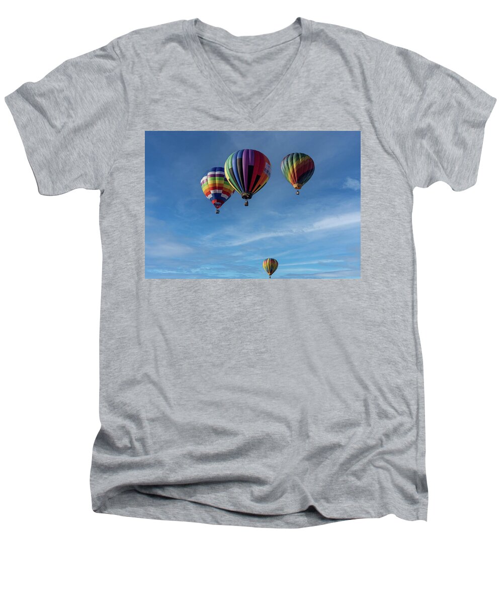 Balloon Men's V-Neck T-Shirt featuring the photograph Flying High by Ree Reid
