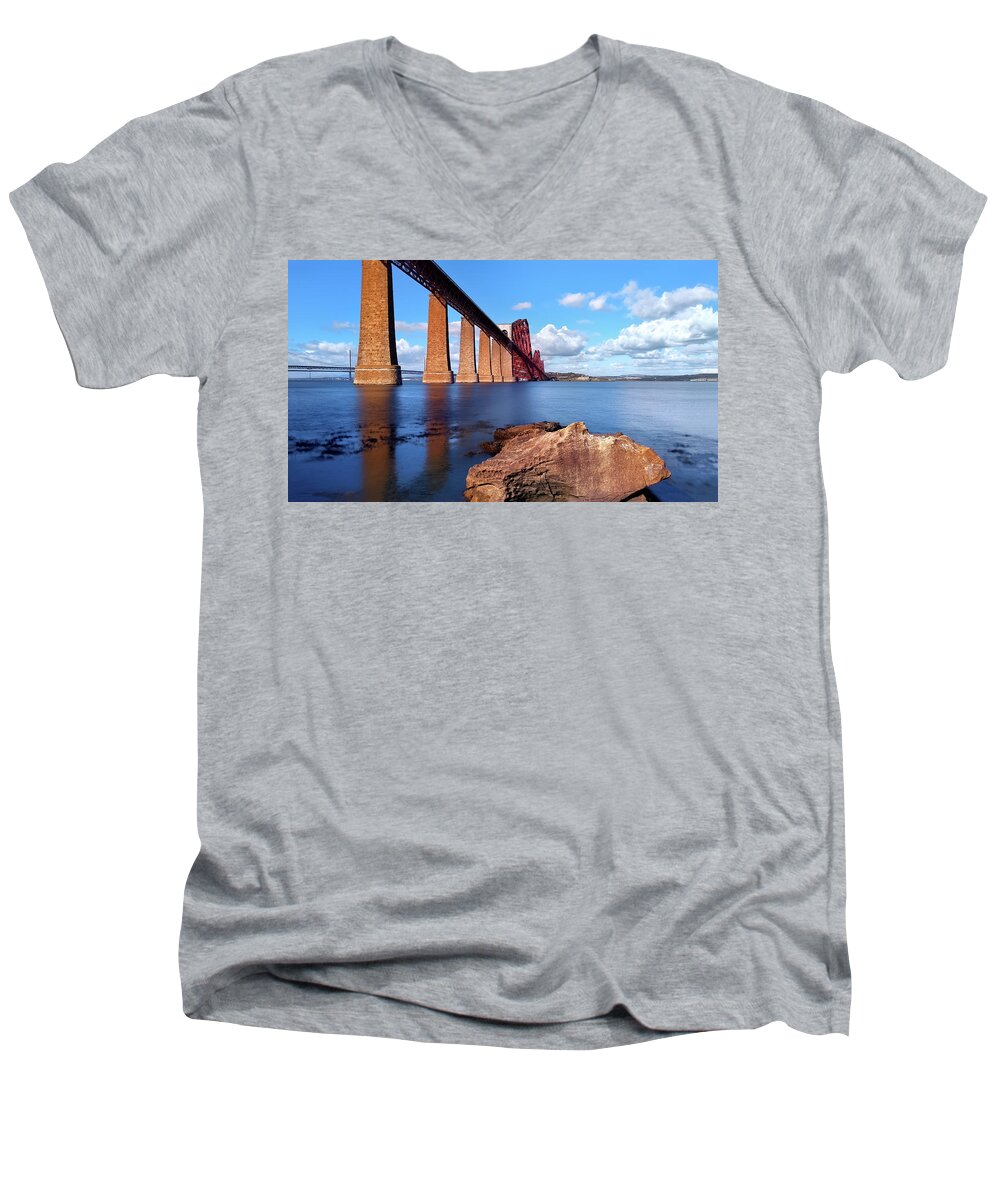 Bridge Men's V-Neck T-Shirt featuring the photograph Forth Bridge by Kuni Photography