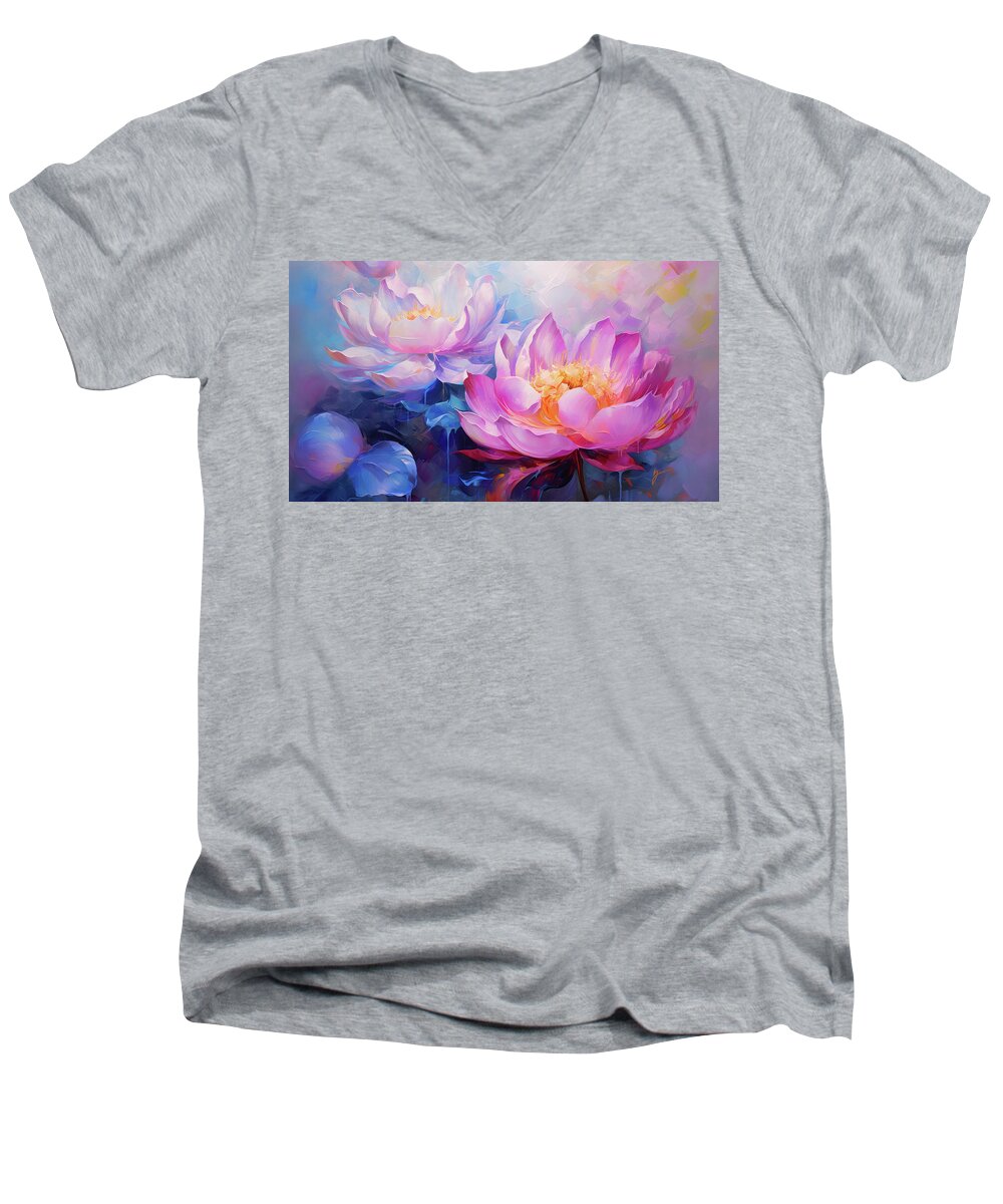 Glory Of The Still Waters Men's V-Neck T-Shirt featuring the painting Glory of the Still Waters by Greg Collins
