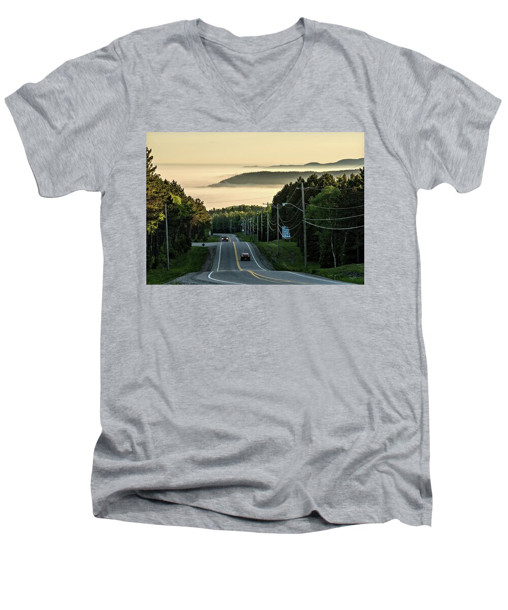 Lake Superior Men's V-Neck T-Shirt featuring the photograph Going Home by Doug Gibbons