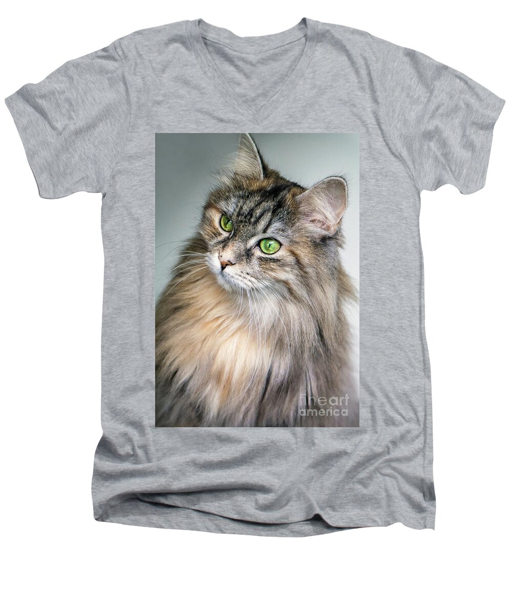 Sea Men's V-Neck T-Shirt featuring the photograph Green Eyed Louie by Michael Graham