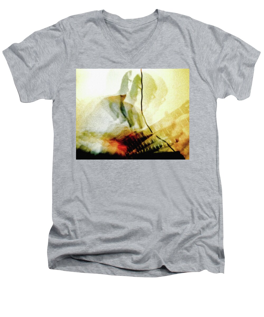 Guitar Player Men's V-Neck T-Shirt featuring the photograph Guitar player by Tatiana Travelways