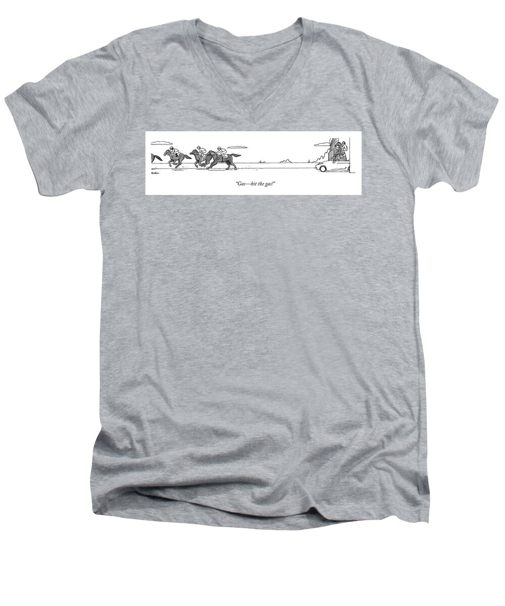 Gas—hit The Gas! Men's V-Neck T-Shirt featuring the drawing Hit the Gas by Charlie Hankin