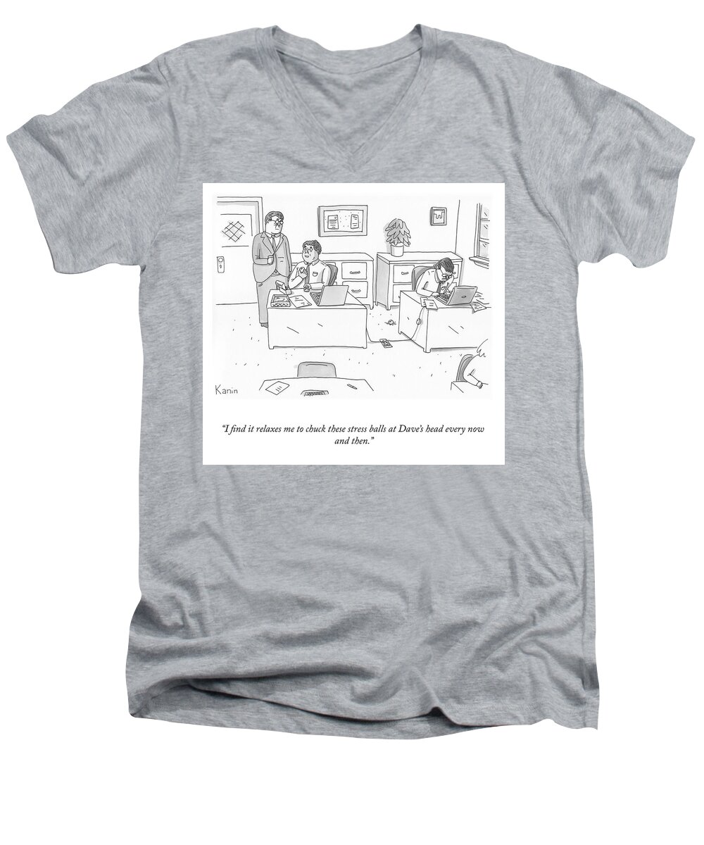 A24931 Men's V-Neck T-Shirt featuring the drawing I Find It Relaxes Me by Zachary Kanin