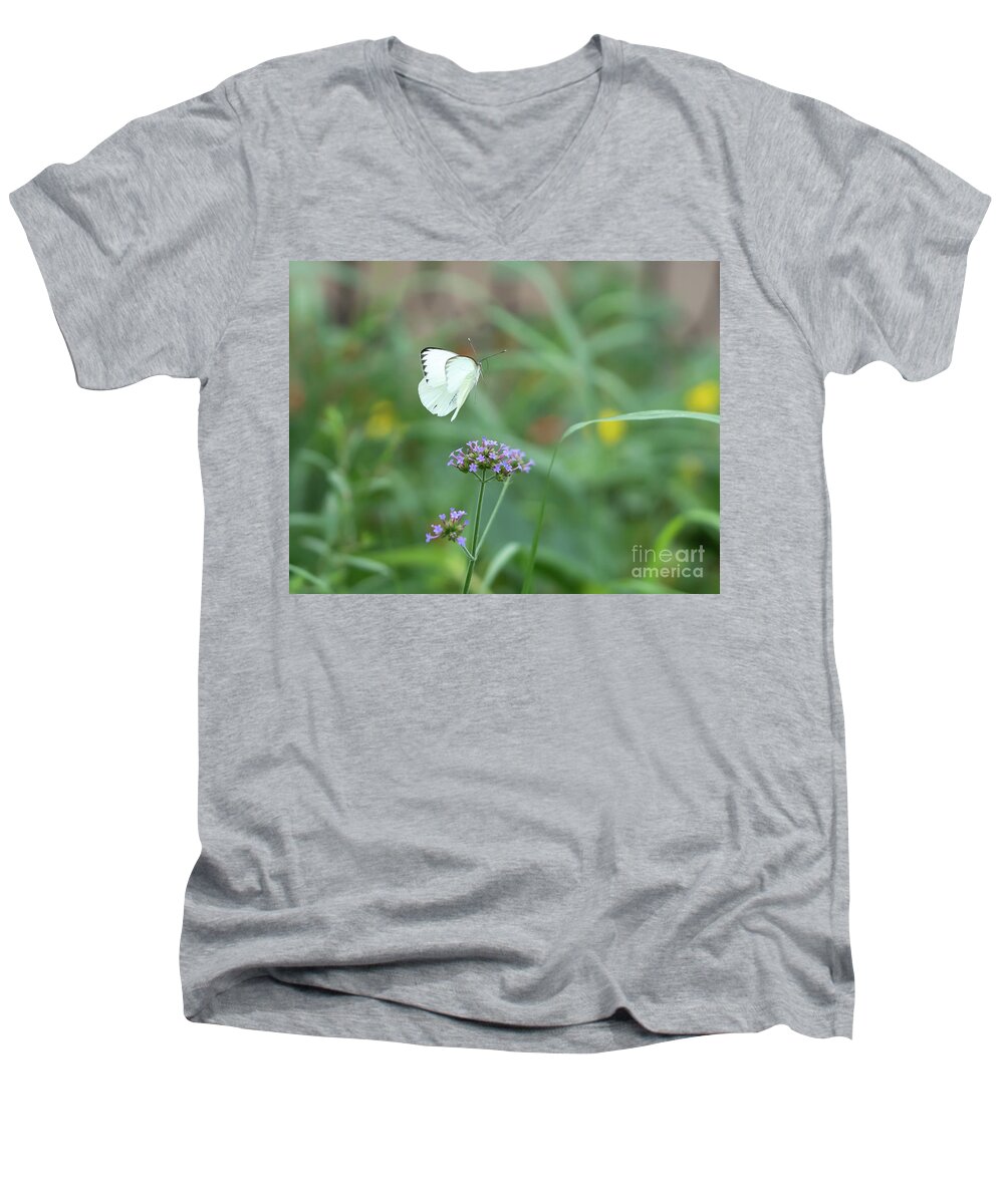 Butterfly Men's V-Neck T-Shirt featuring the photograph In Flight by Cathy Donohoue
