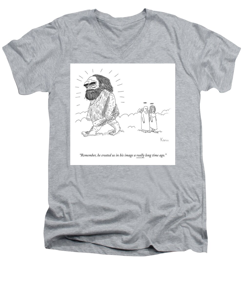 A24929 Men's V-Neck T-Shirt featuring the drawing In His Image by Zachary Kanin