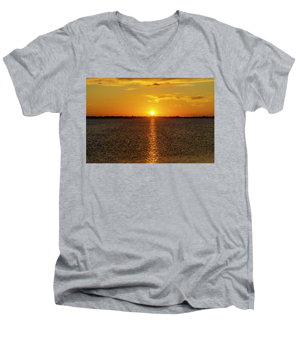 Sunset Photography Men's V-Neck T-Shirt featuring the photograph Intercoastal Finale by Blair Damson
