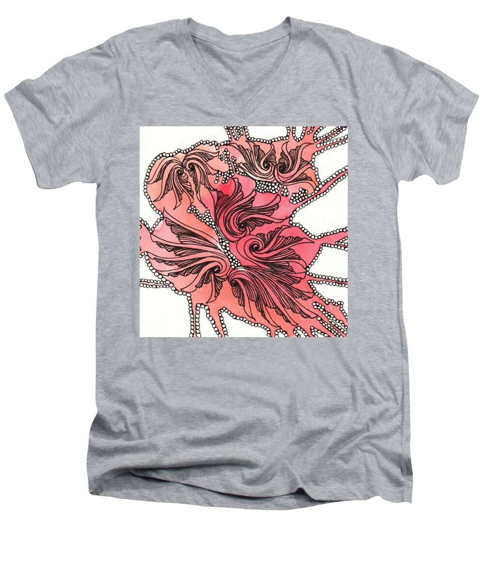 Zentangle Men's V-Neck T-Shirt featuring the drawing Just Wing It by Jan Steinle