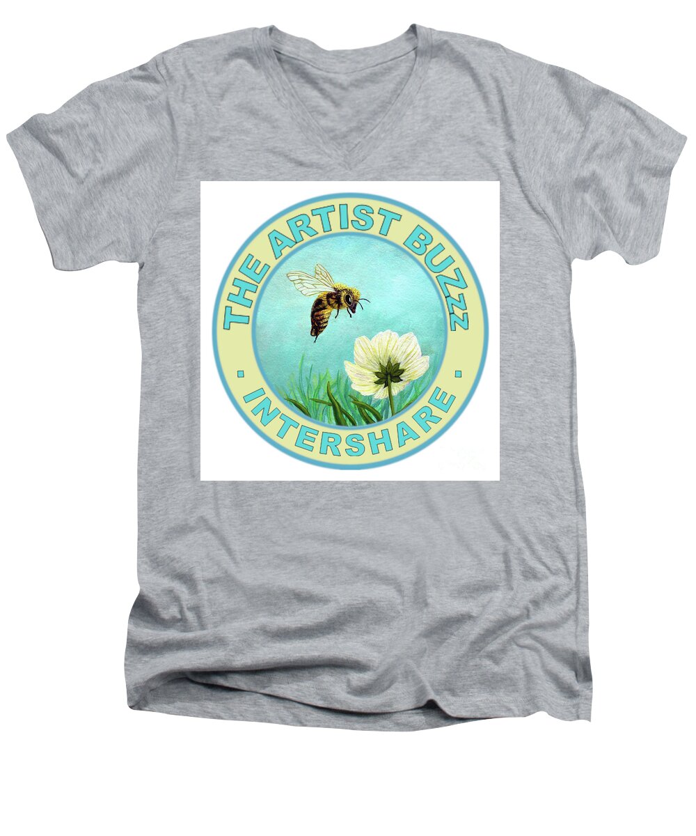 The Men's V-Neck T-Shirt featuring the painting Logo - The Artist Buzzz by Sarah Irland