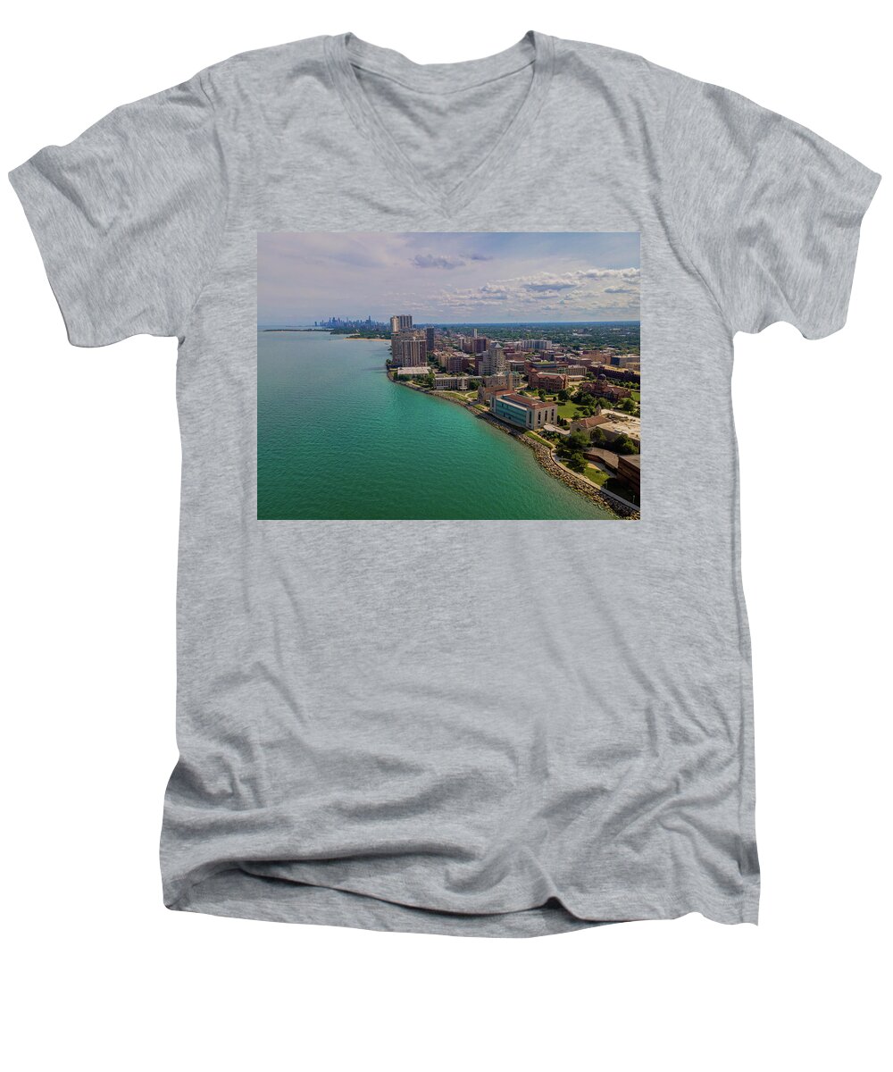Chicago Men's V-Neck T-Shirt featuring the photograph Loyola University Chicago by Bobby K