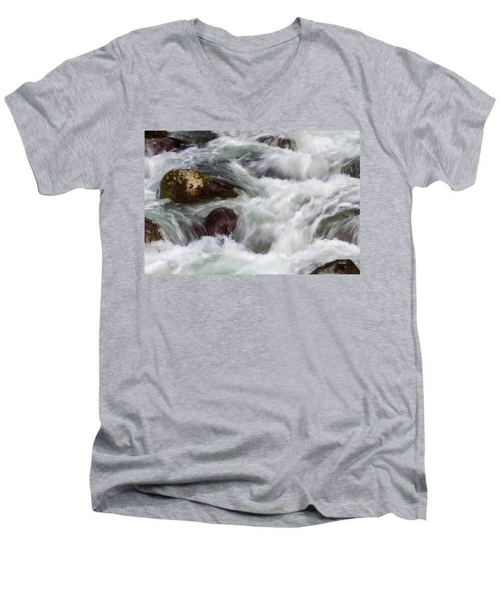 North Fork Willamette Men's V-Neck T-Shirt featuring the photograph Middle Fork North Fork Willamette River by Catherine Avilez