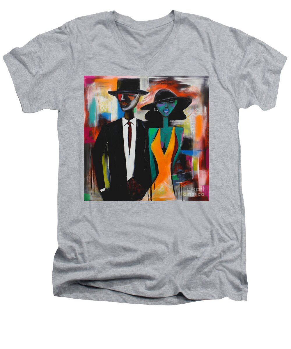 Art Men's V-Neck T-Shirt featuring the painting Midnight Stroll Art Print by Crystal Stagg