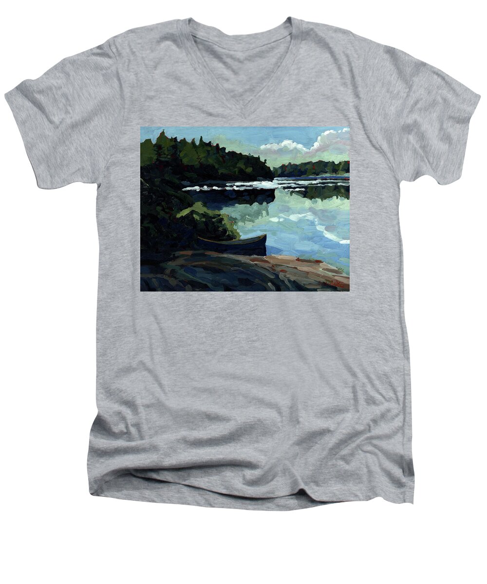 Chadwick Men's V-Neck T-Shirt featuring the painting Morning Beach by Phil Chadwick