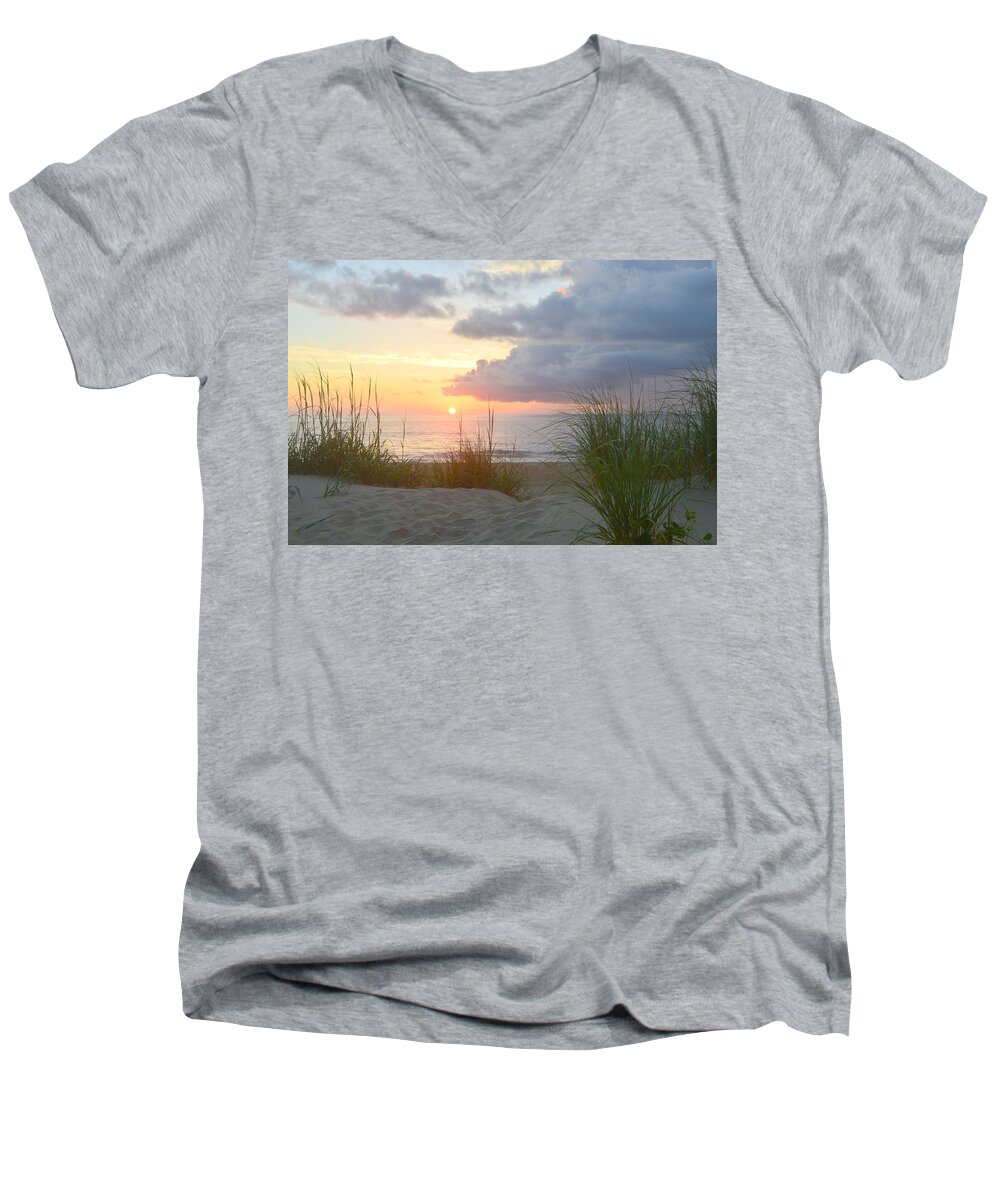Barbara Bell Men's V-Neck T-Shirt featuring the photograph Nags Head July 8 by Barbara Ann Bell