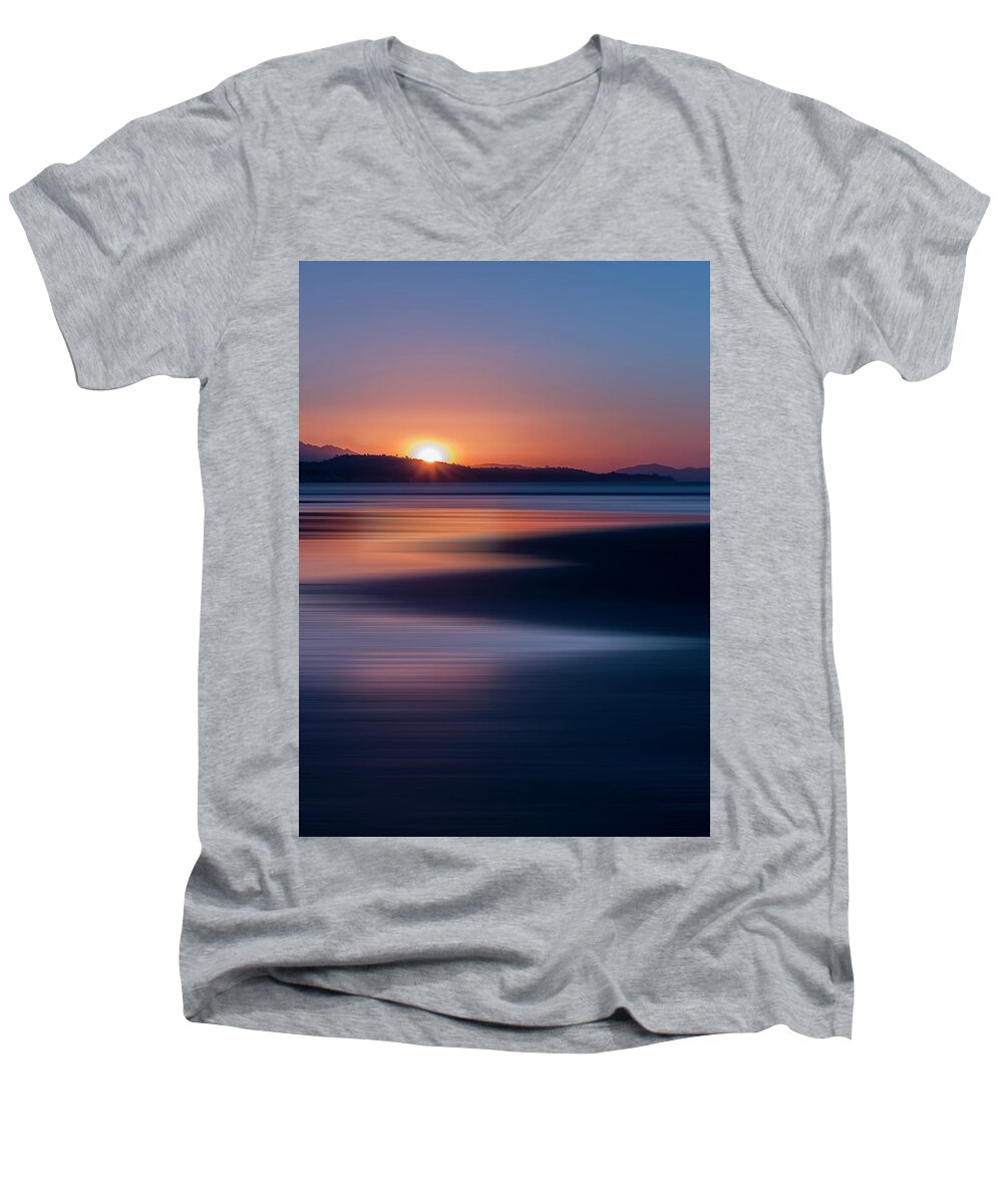 Ocean Men's V-Neck T-Shirt featuring the photograph New Day Coming by Sean Foster