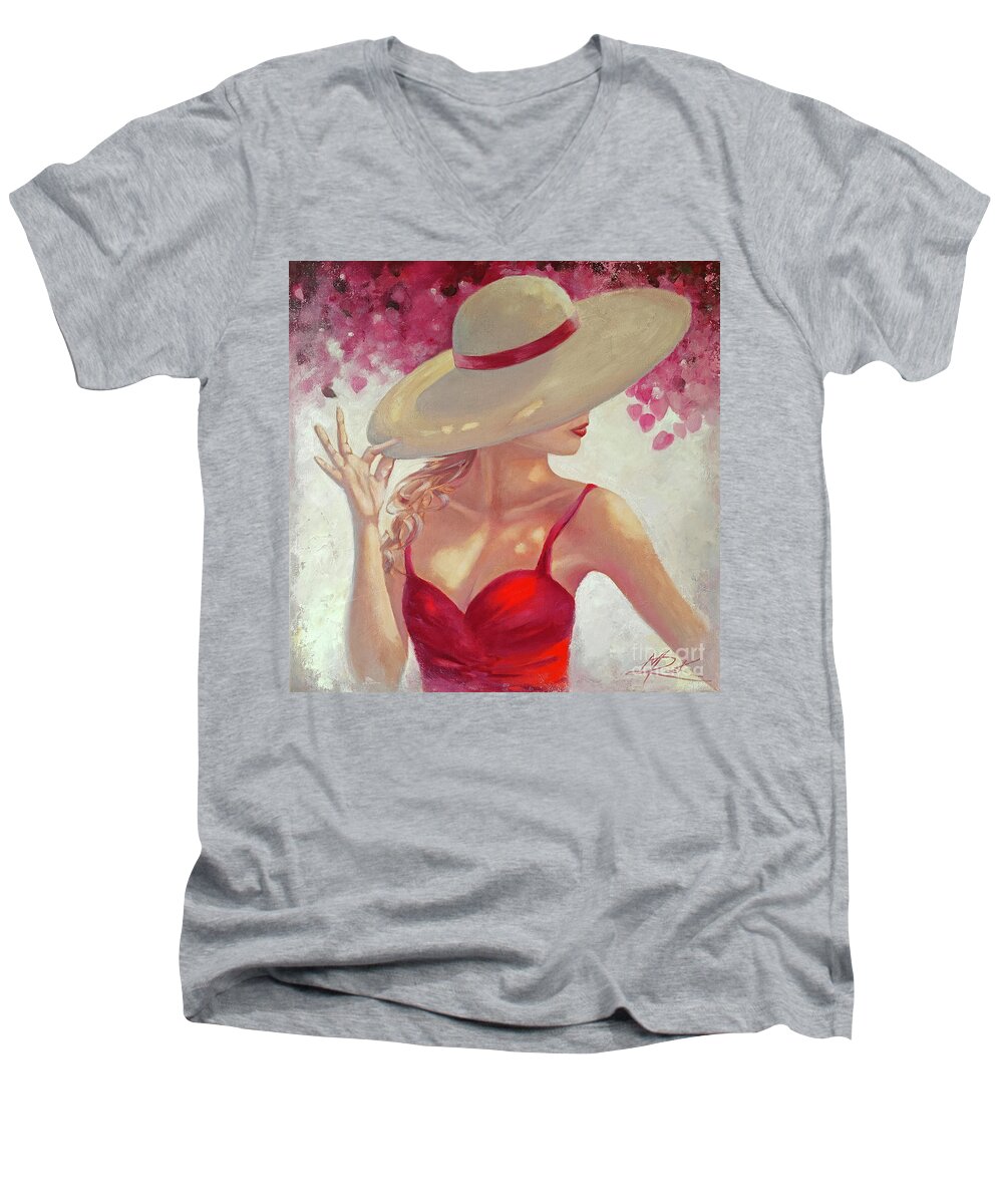 New Hat Men's V-Neck T-Shirt featuring the painting New Hat by Michael Rock