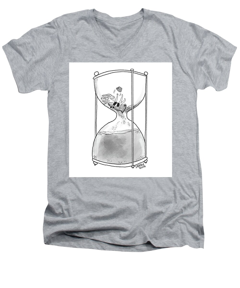 Captionless Men's V-Neck T-Shirt featuring the drawing New Yorker October 12, 2021 by Sarah Kempa