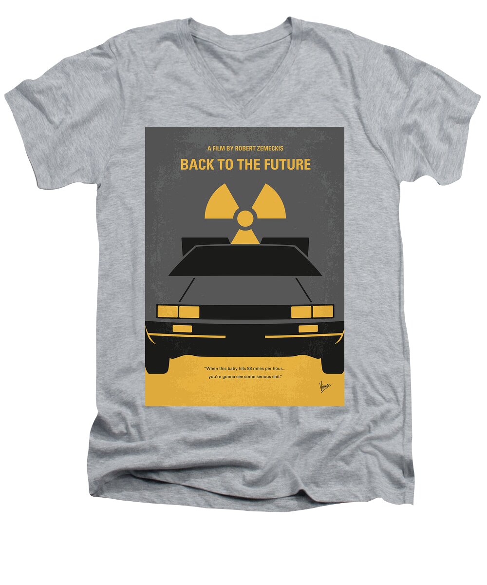 Back To The Future Men's V-Neck T-Shirt featuring the digital art No183 My Back to the Future minimal movie poster by Chungkong Art