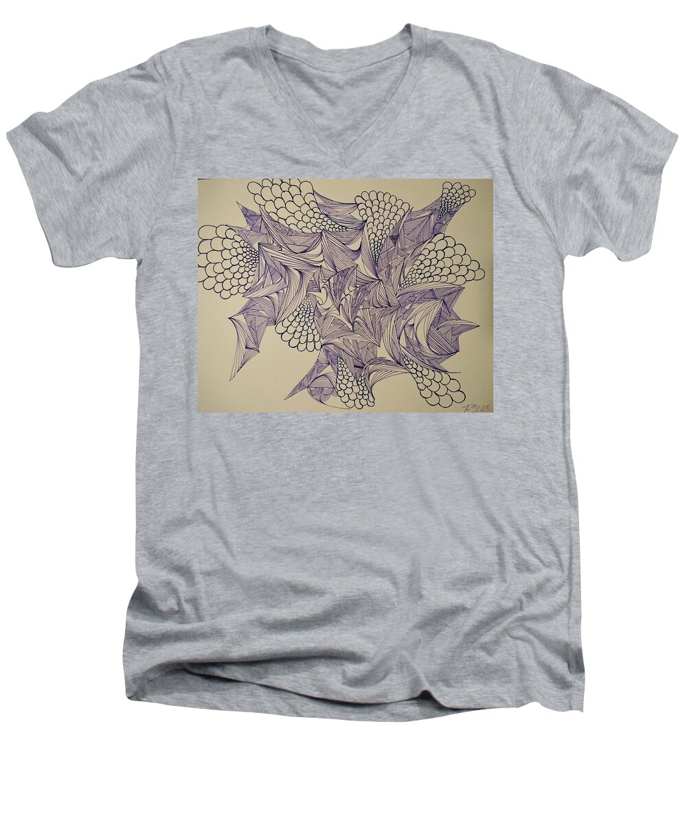 Abstract Men's V-Neck T-Shirt featuring the drawing No.46 by Robert Nickologianis