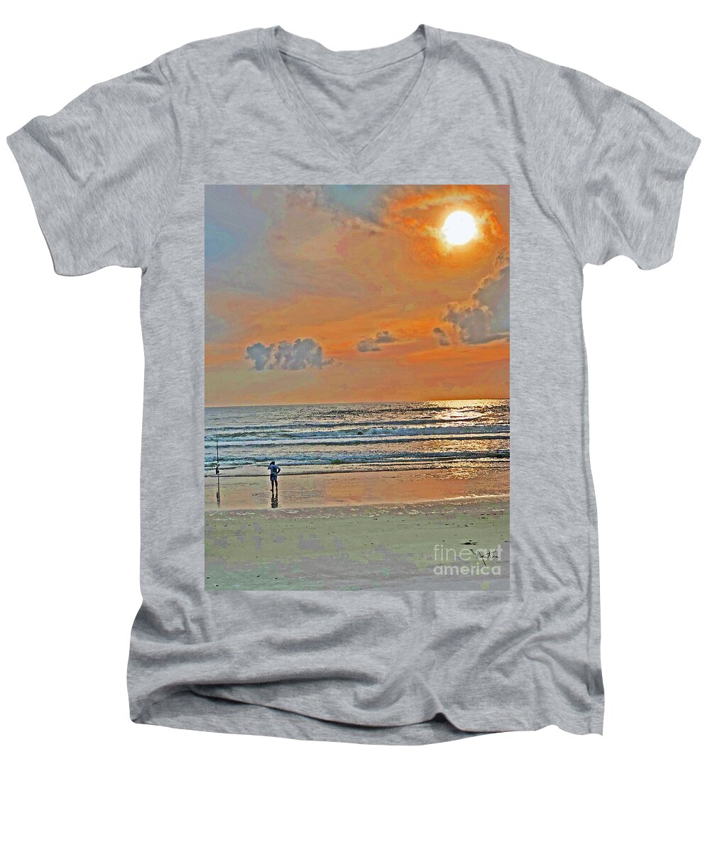Atlantic Ocean Men's V-Neck T-Shirt featuring the digital art Ocean Summertime by Art Mantia