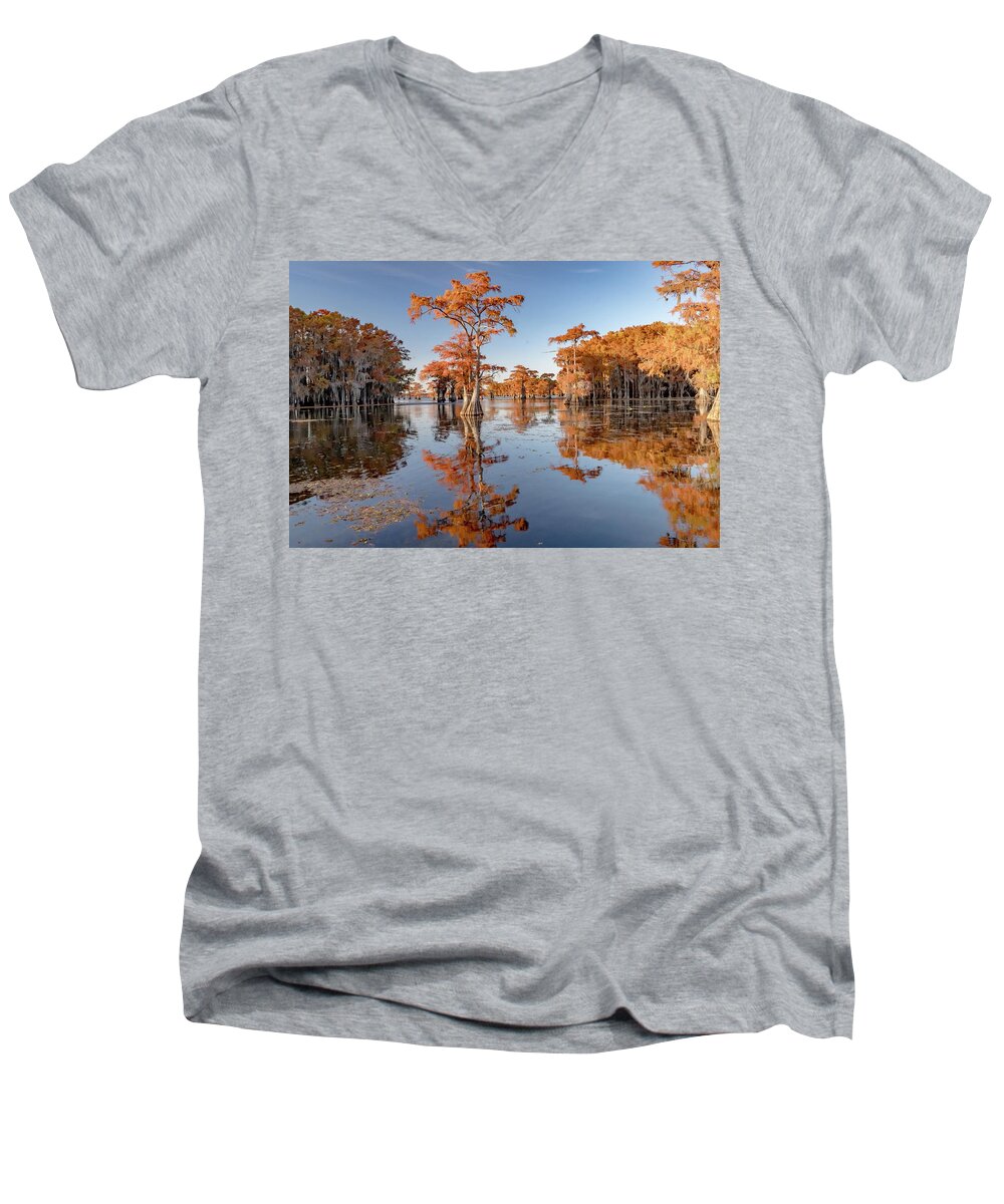 Lake Men's V-Neck T-Shirt featuring the photograph Open Bayou by Iris Greenwell