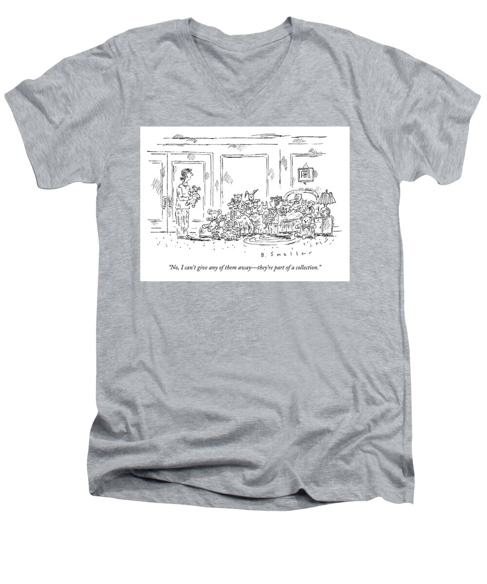 A27268 Men's V-Neck T-Shirt featuring the drawing Part of a Collection by Barbara Smaller