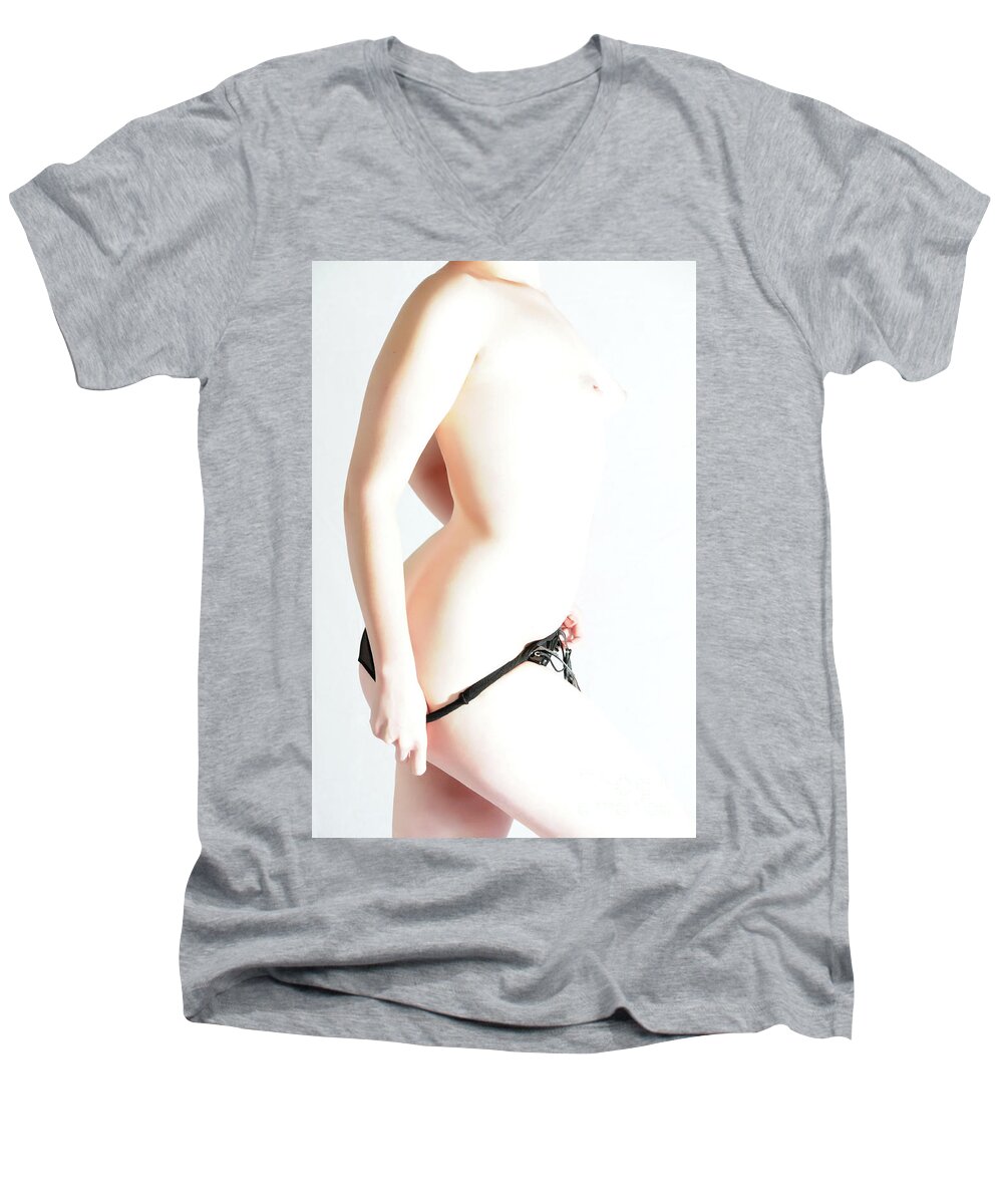 Girl Men's V-Neck T-Shirt featuring the photograph Passionate Burn by Robert WK Clark
